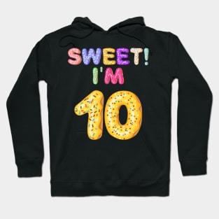 Kids 2009 10th Birthday Sweet I'm 10 Donut Gift Hoodie